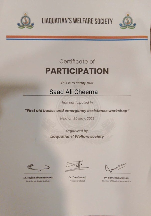 Certificate — Saad Ali Cheema